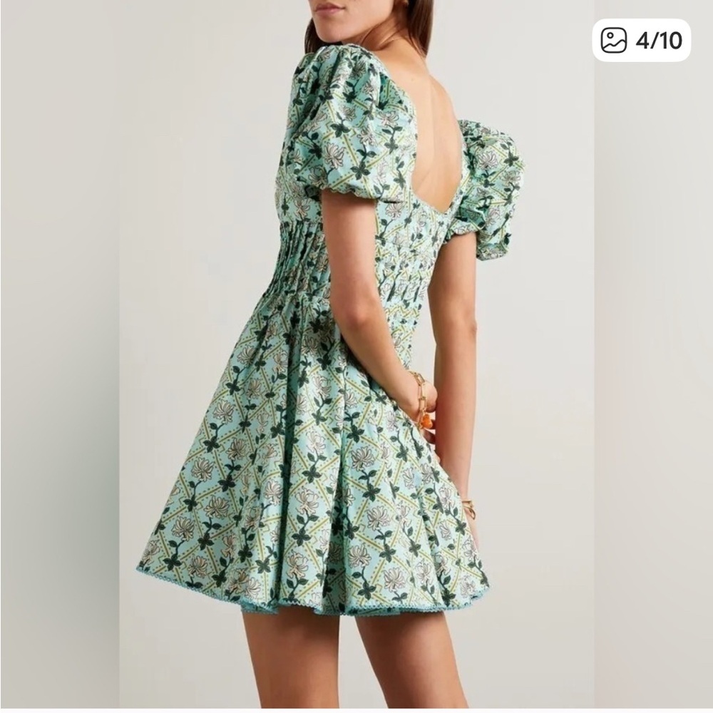 NWT Agua by Agua Bendita Green Floral Mini Dress - Picture 4 of 10